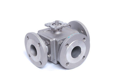 Small Full Port 3 Way Flanged Ball Valve Square Body with Mounting Pad