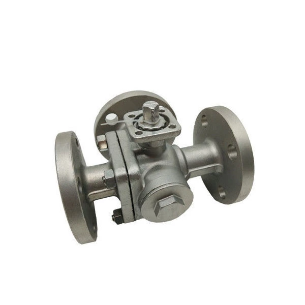 Q45F 16P T - Port 3 way Flange CF8M Ball Valve Floating High Platform Control Valve