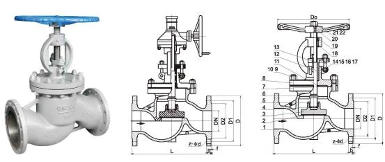 J41H Carbon Steel Stainless Steel Globe Valve , Flange Connection Threaded Globe Valve 0