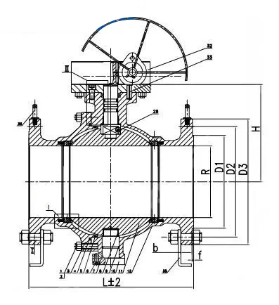 2PC Trunnion Ball Valve, API 6D, ASTM A216 WCB, 12 IN, CL150