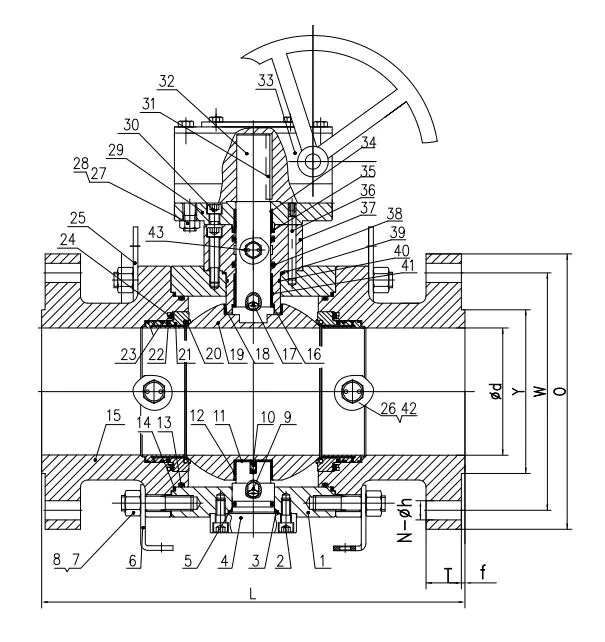 3-piece Fixed Ball Valve, API 6D, ASTM A105N, 16 Inch, CL600