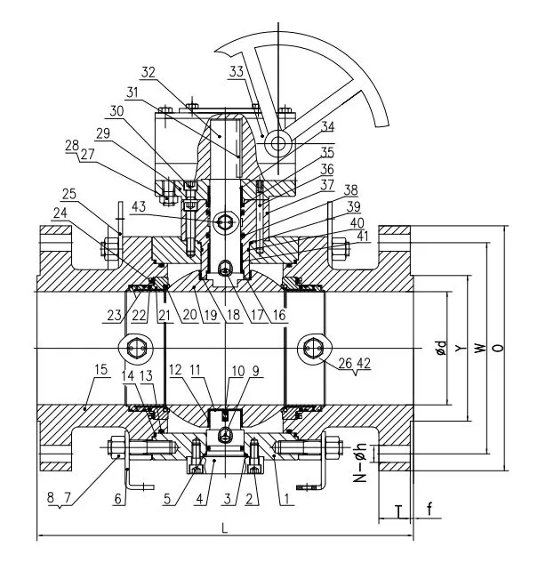 ASTM A105 Trunnion Ball Valve, API 6D, 36 Inch, 600 LB, RF