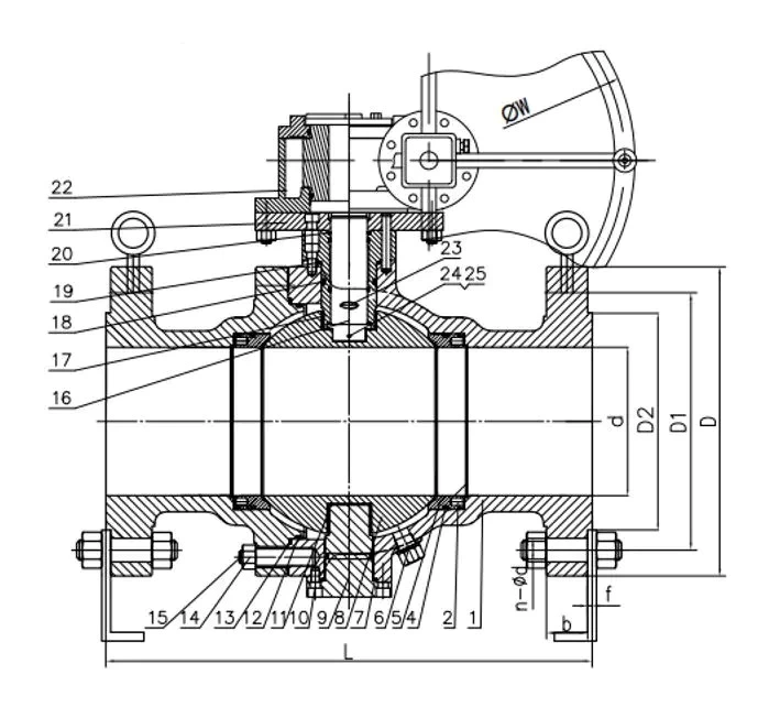 ASTM A105N Fixed Ball Valve, API 6D, 20 Inch, CL150, 3PC, RF