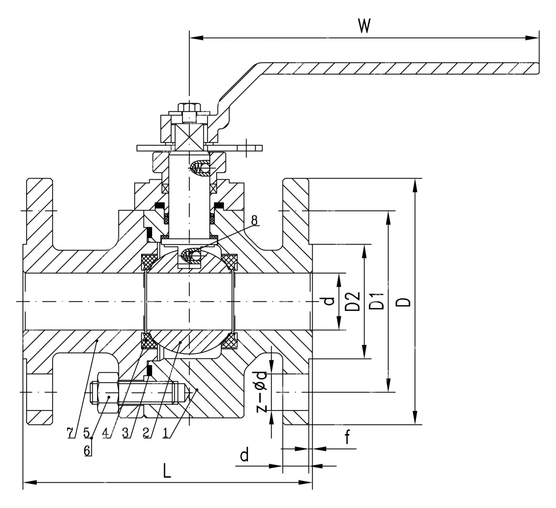 ASTM A182 F316L Floating Ball Valve, API 6D, 1-1/2 IN, CL150
