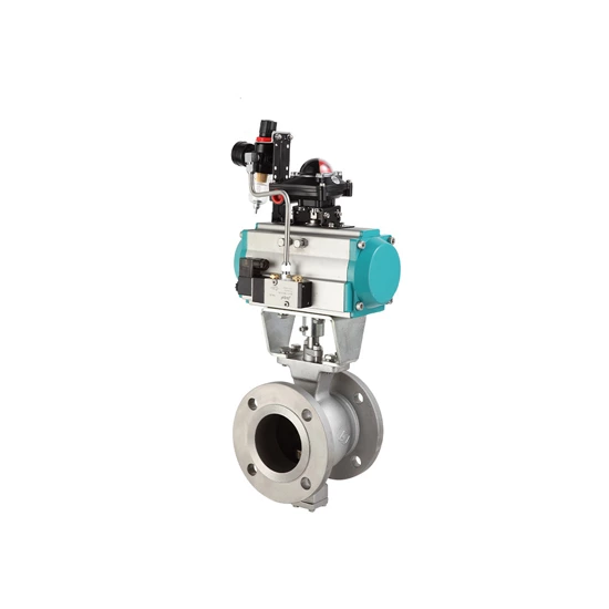 Pneumatic Segment Ball Valve with Positioner, CF8, DN100, RF