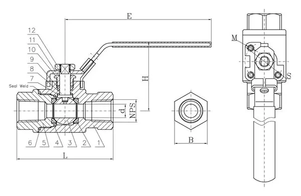 Stainless Steel Ball Valve, CF8M, 3/4 IN, 3000 PSI, 2 PC, FP